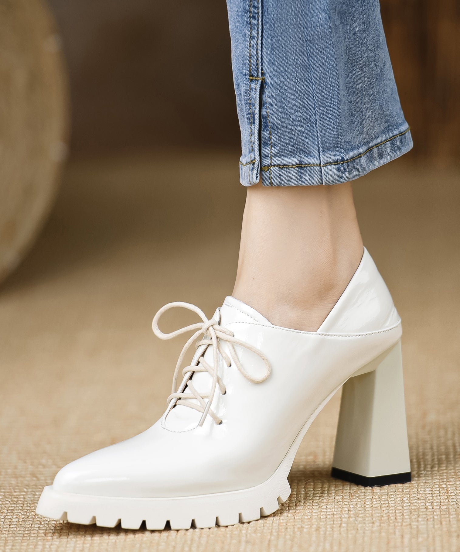 Kvinne Chunky Hæl Sandaler med Kryssremmer 2