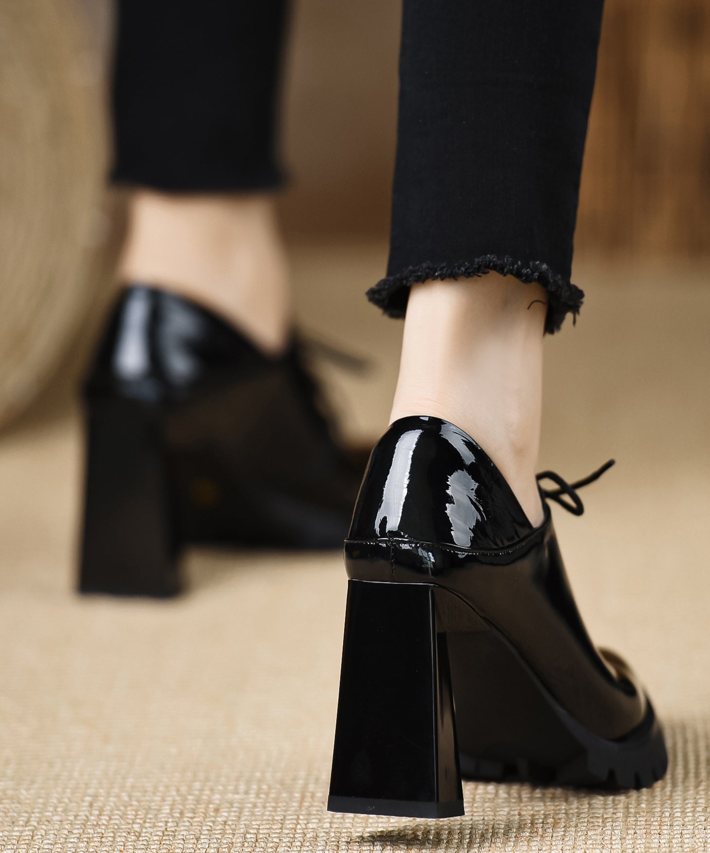 Kvinne Chunky Hæl Sandaler med Kryssremmer 4