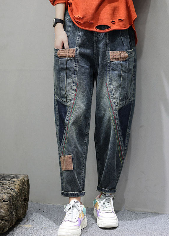 Kvinne Denim Bukser med Lommer og Patchwork 1