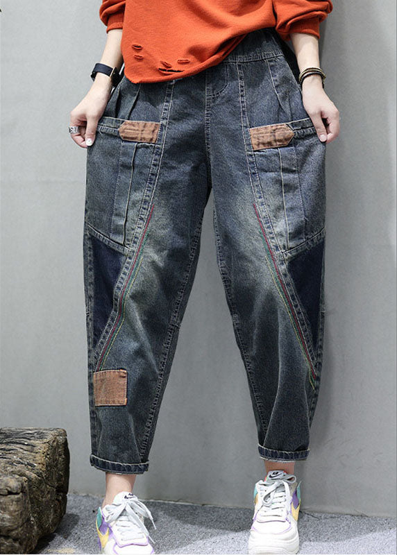 Kvinne Denim Bukser med Lommer og Patchwork 2