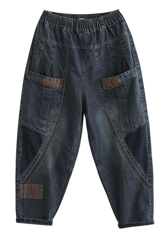 Kvinne Denim Bukser med Lommer og Patchwork 4