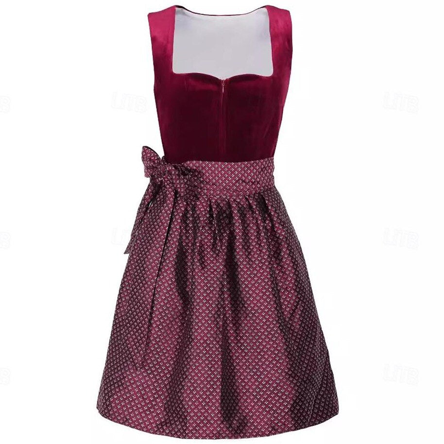 Kvinne Dirndl Kjole med Blomsterbroderi og Foran Glidelås 1