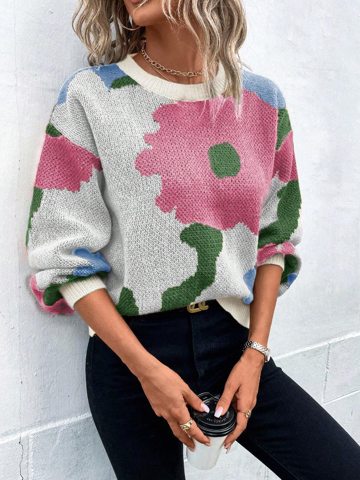 Kvinne Genser med Blomsterdesign 2