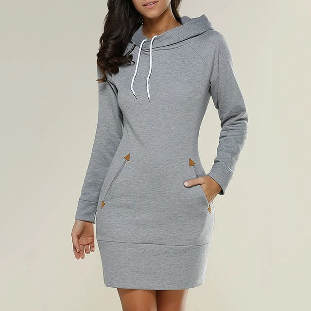 Kvinne Genserkjole med Hetter Trendy Design 4