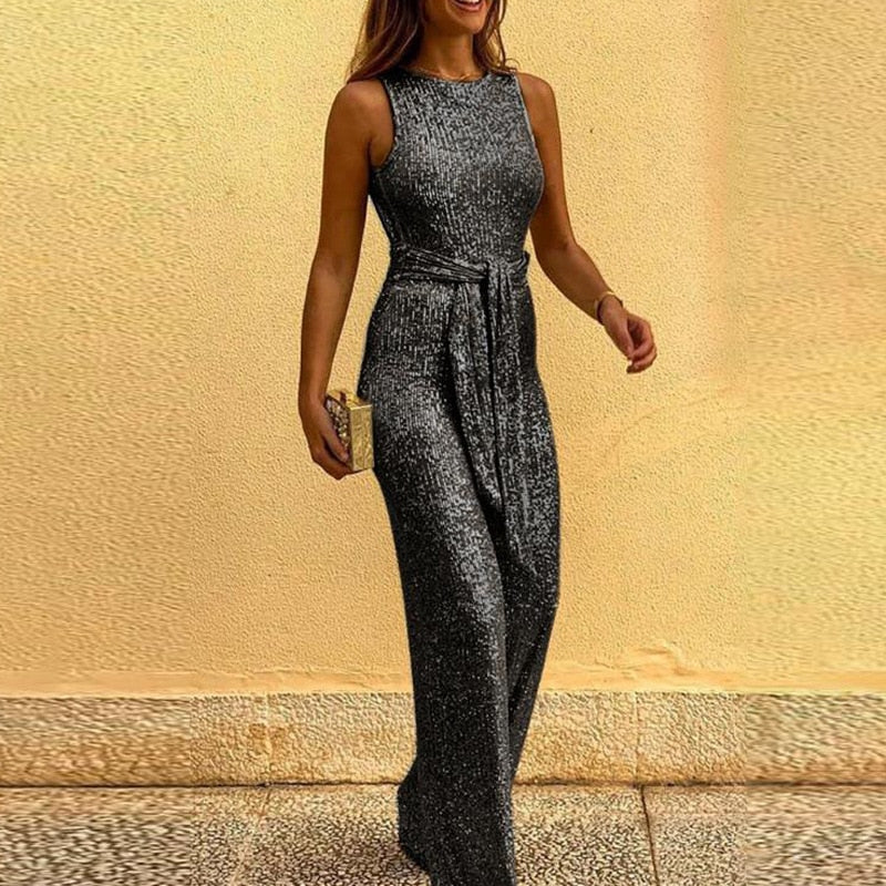 Kvinne Jumpsuit Glitter Åpen Skuldre og Rygg 4
