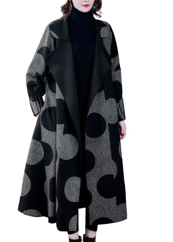 Kvinne Langermet Frakk med Prikkete Mønster 0