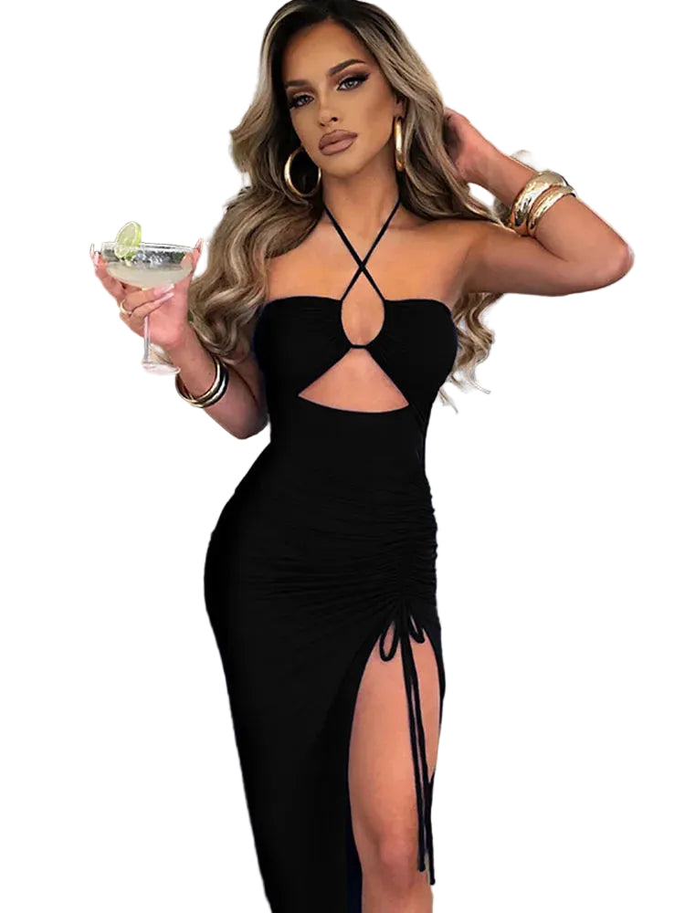 Kvinne Midi Kjole Ermeløs Bodycon Design 0
