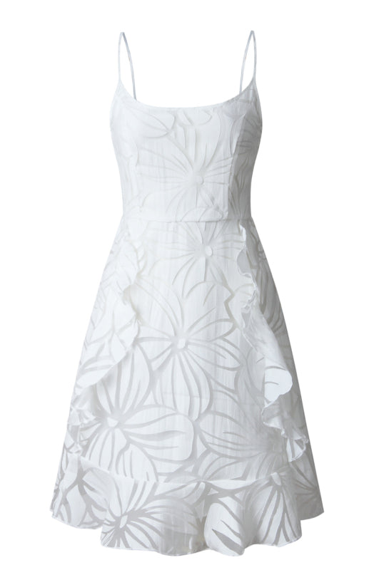 Kvinne Midi Kjole U-hals Rysjet Polyester 3
