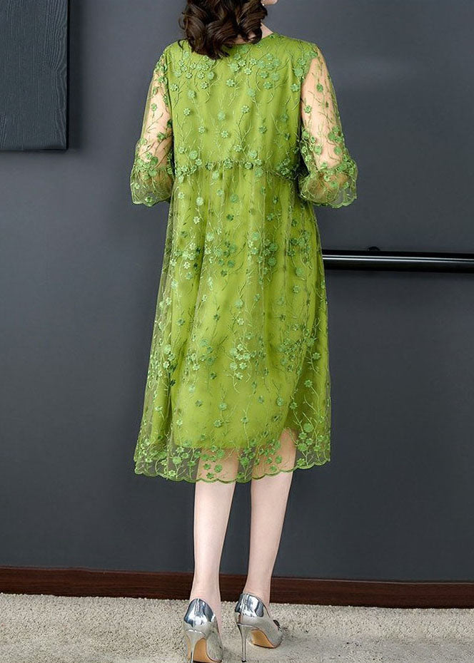 Kvinne Midikjole med Broderi og Tyll 4
