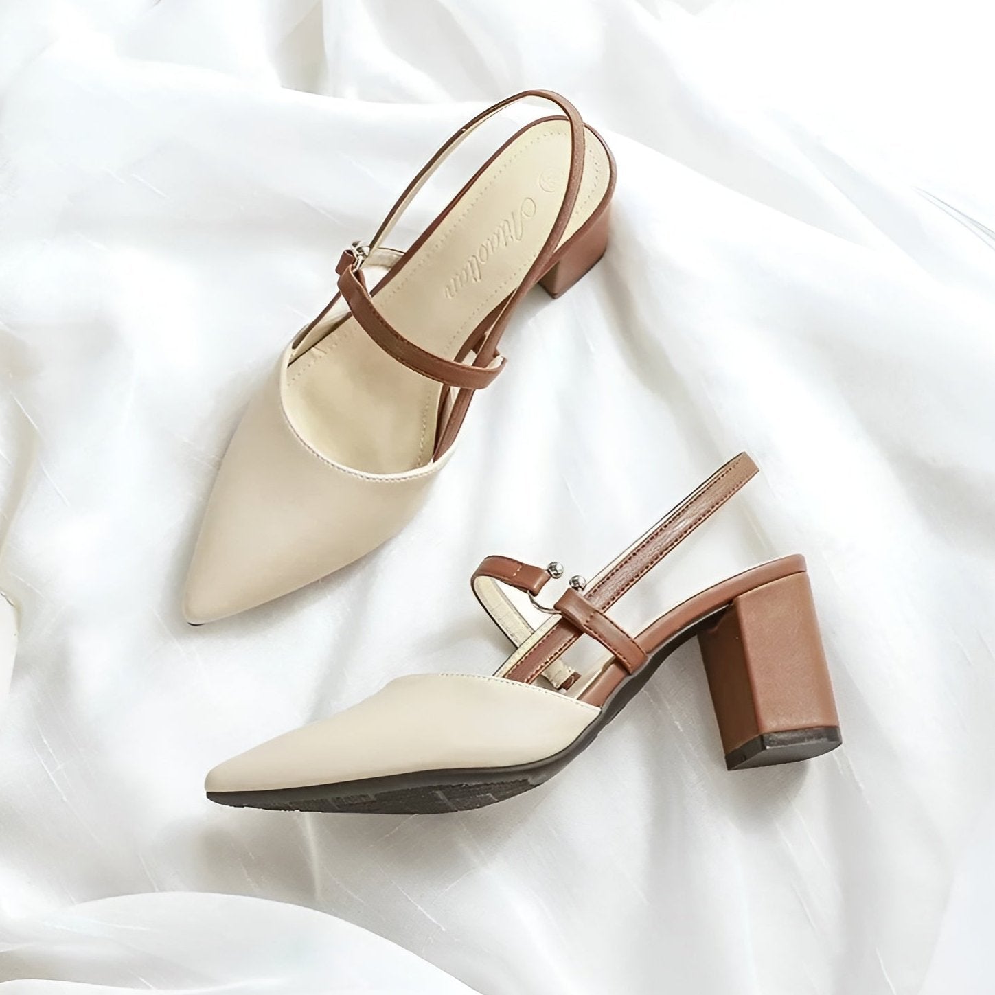 Kvinne Slingback Hæler med Spiss Tå 1