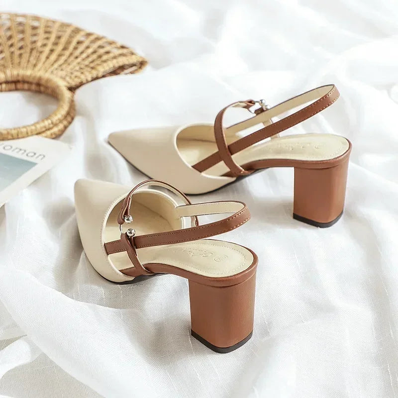 Kvinne Slingback Hæler med Spiss Tå 2
