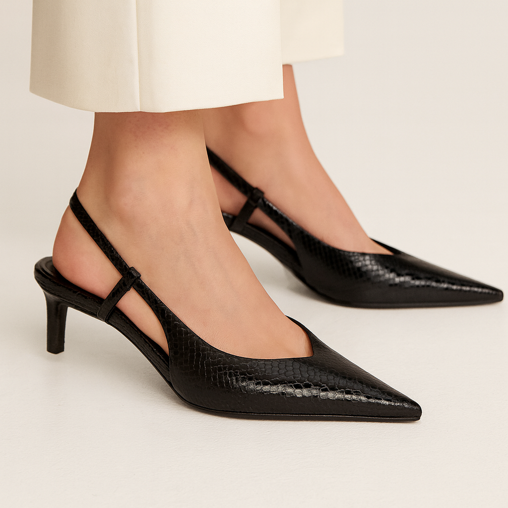 Kvinne Slingbacks Spiss Tå Pythonpregede Design 3