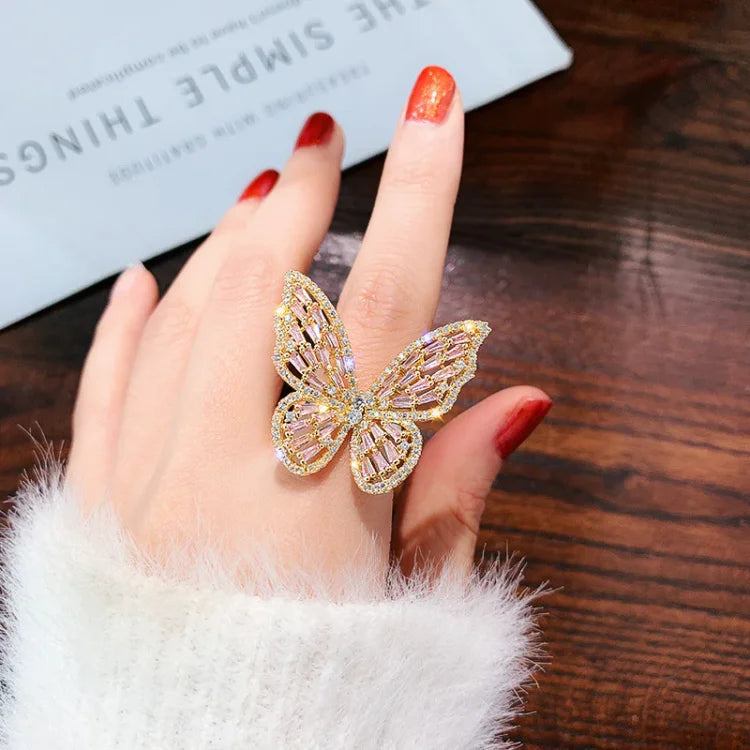 Kvinne Sommerfugl Ring Trendy Design 5