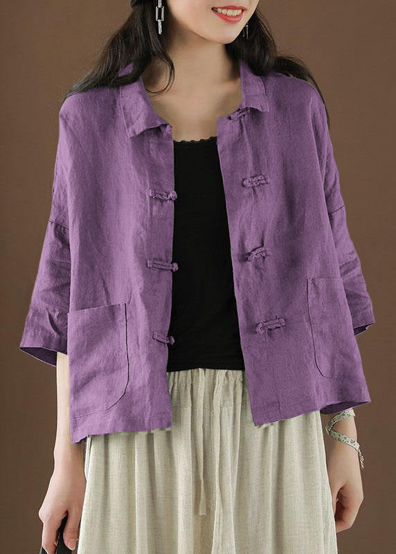 Kvinne Sommerlin Bluse med Peter Pan Krage og Lommer 11