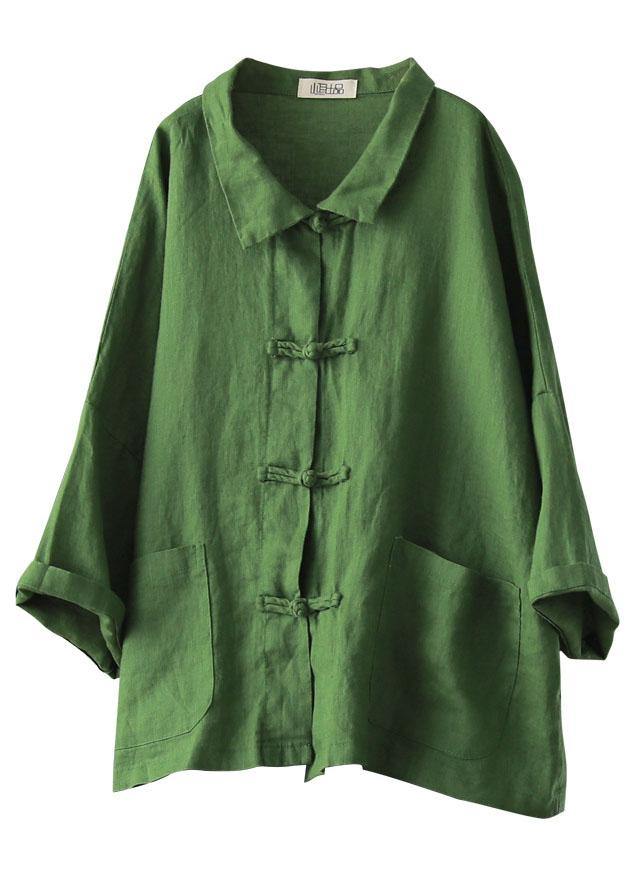 Kvinne Sommerlin Bluse med Peter Pan Krage og Lommer 4