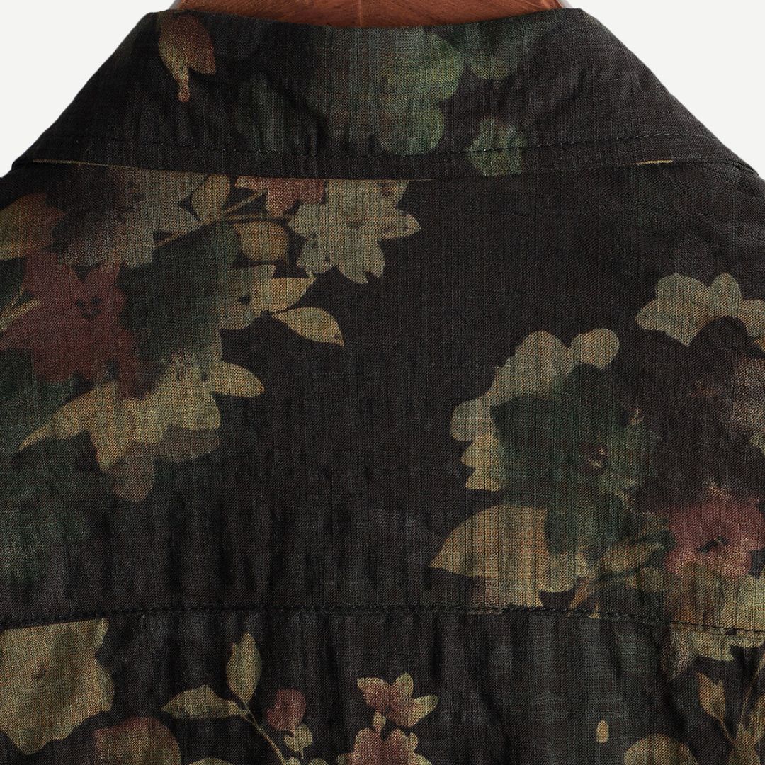 Kvinne T-skjorte Avslappet Vintage Blomsterdesign Lett Stoff 3