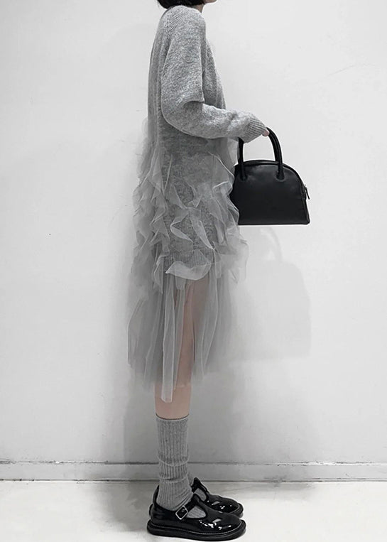Kvinne Tulle Kjole med Rysjer og Patchwork 4