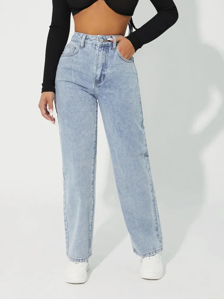 Kvinnelige Jeans med Høy Midje og Rette Ben 5