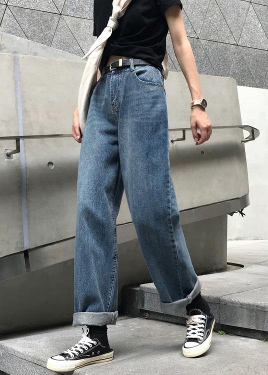 Kvinnelige Vintage Denim Bukser med Høy Midje og Brede Ben 1