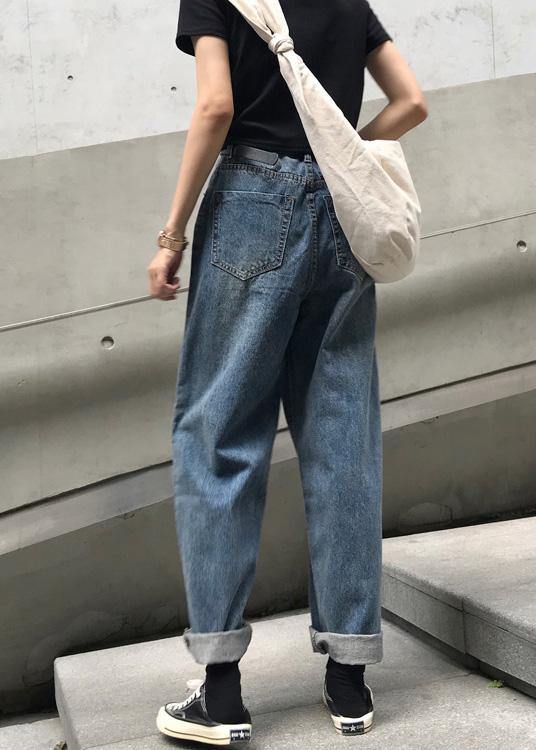 Kvinnelige Vintage Denim Bukser med Høy Midje og Brede Ben 3