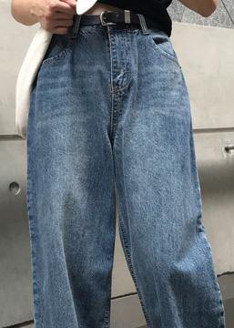Kvinnelige Vintage Denim Bukser med Høy Midje og Brede Ben 4