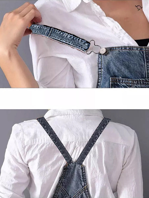Kvinnenes Denim Latzkjole med Vintage Stil 7