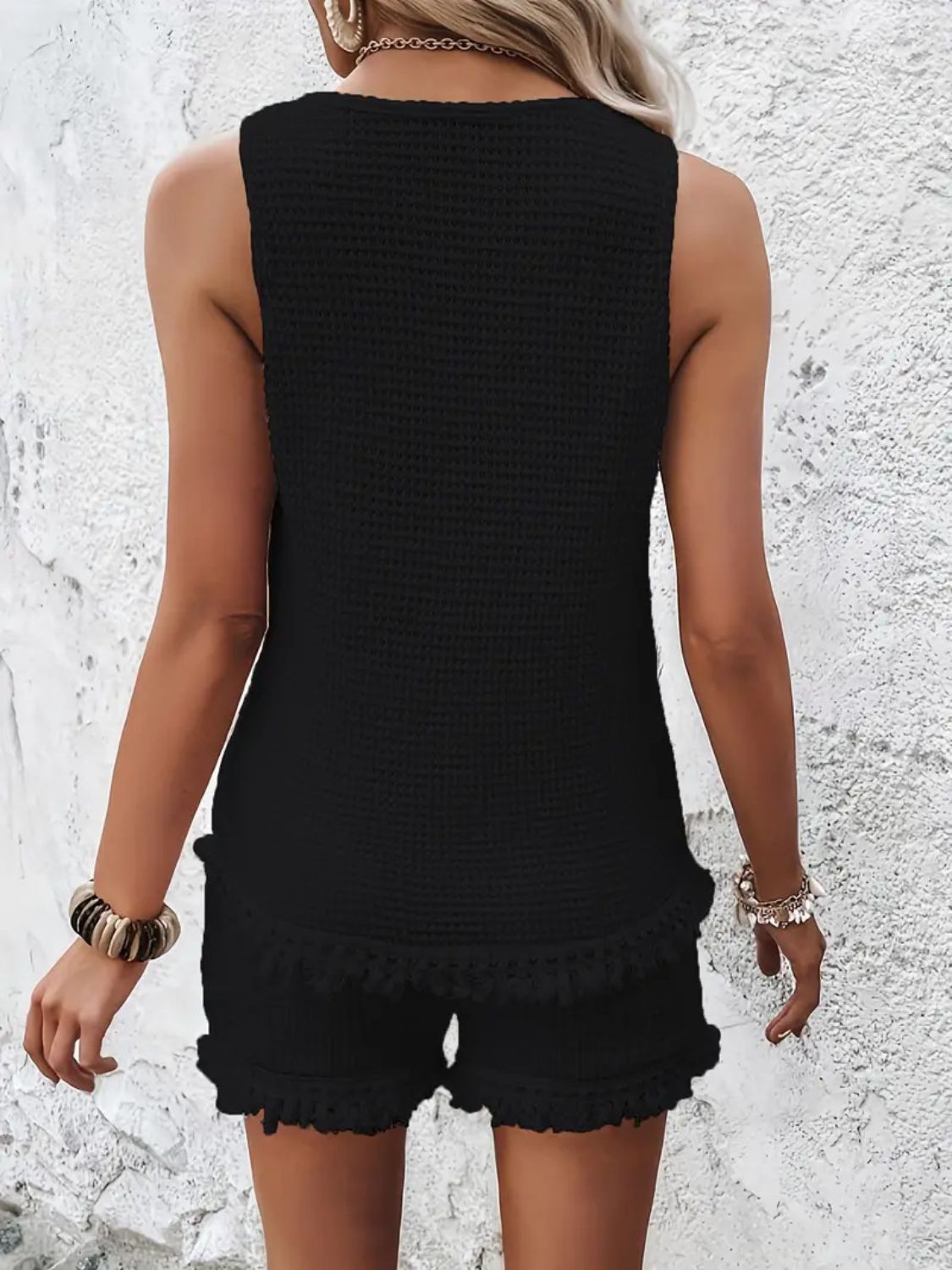 Kvinnenes Tanktop med Rund Hals og Bred Stropp samt Shorts Sett 6