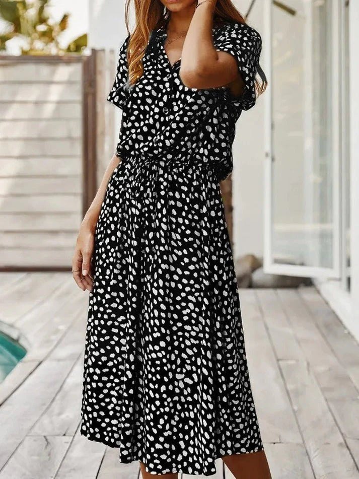 Kvinnenes Vintage Kjole med Midtærmer og Leopardmønster 5