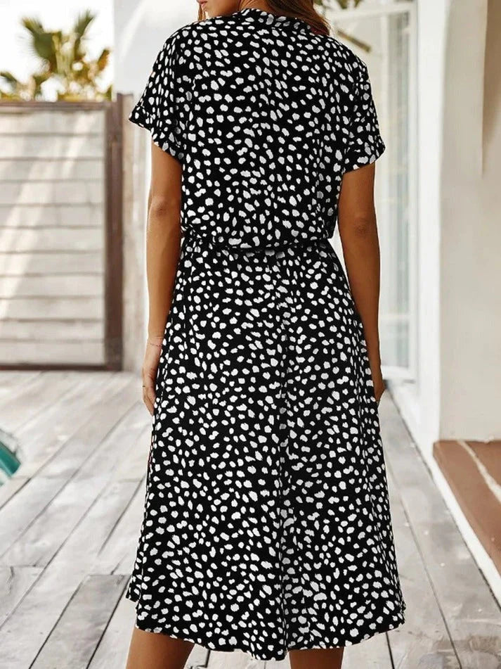 Kvinnenes Vintage Kjole med Midtærmer og Leopardmønster 7
