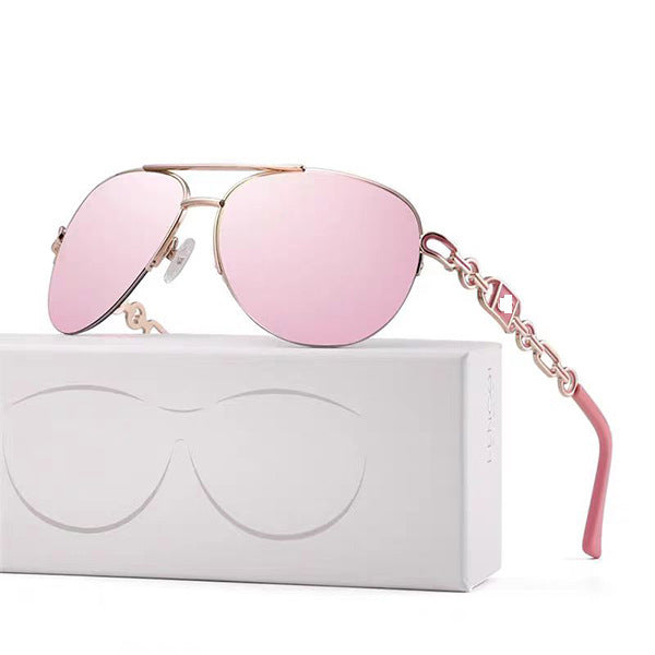 Kvinners Aviator Solbriller med Kjededetaljer 13