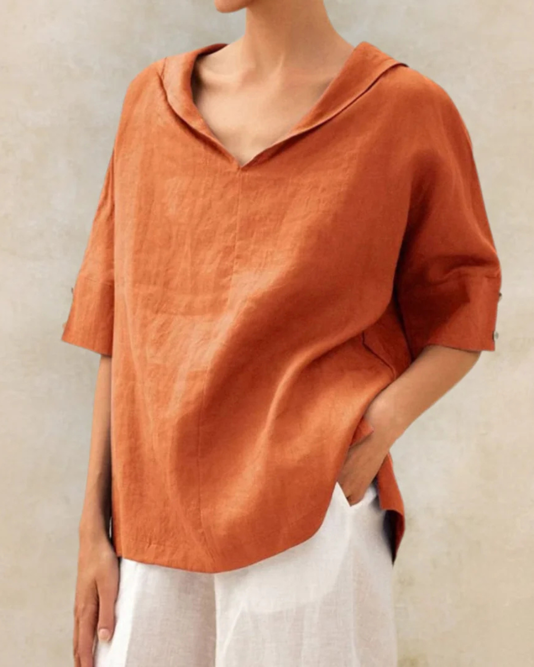 Kvinners Bluse Løs Passform Minimalistisk Design 2