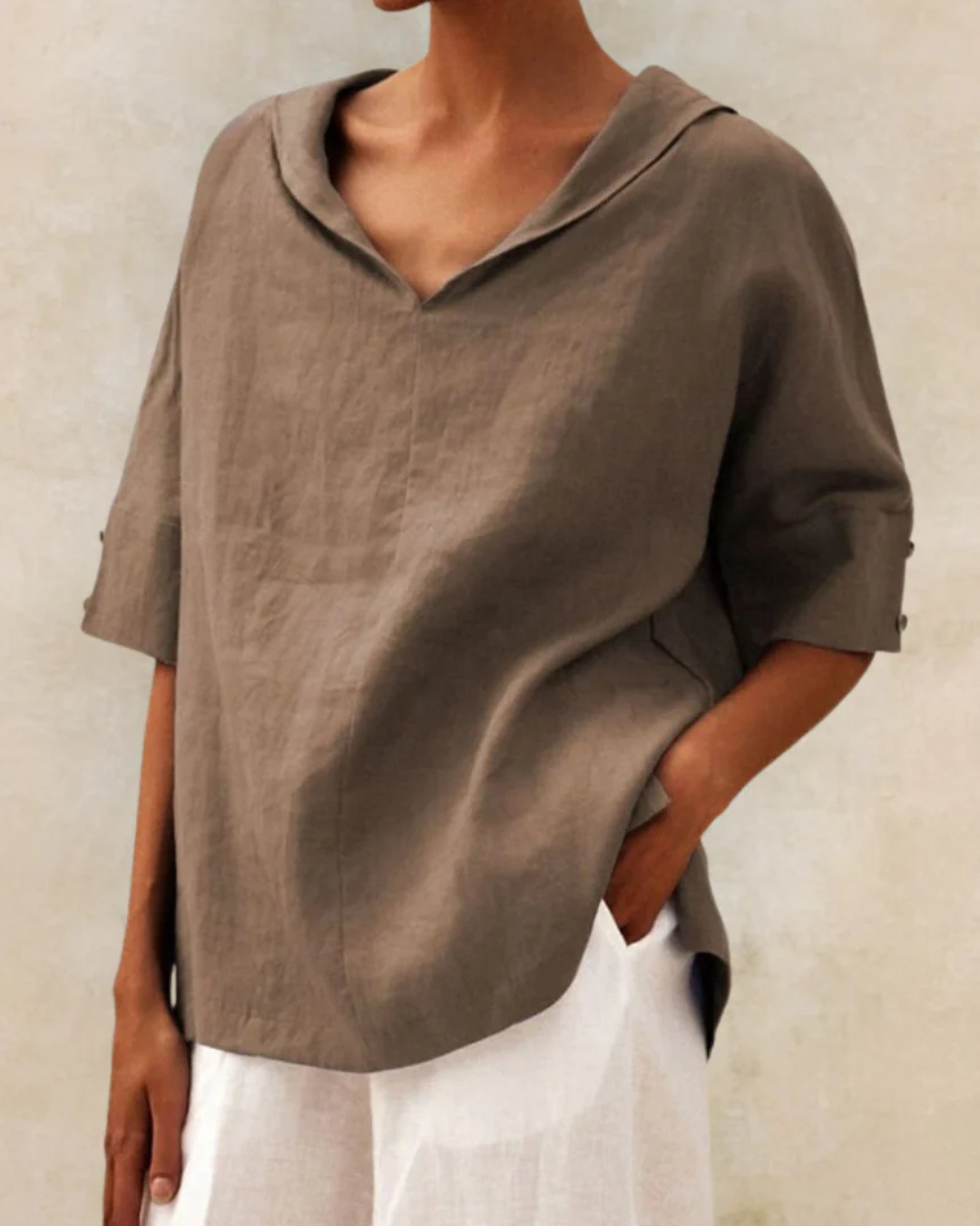 Kvinners Bluse Løs Passform Minimalistisk Design 3