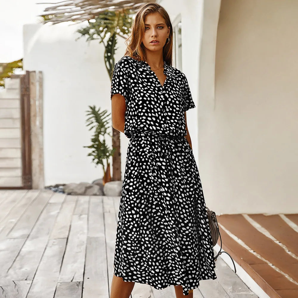 Kvinners Boho Kjole med Blomstertrykk 8