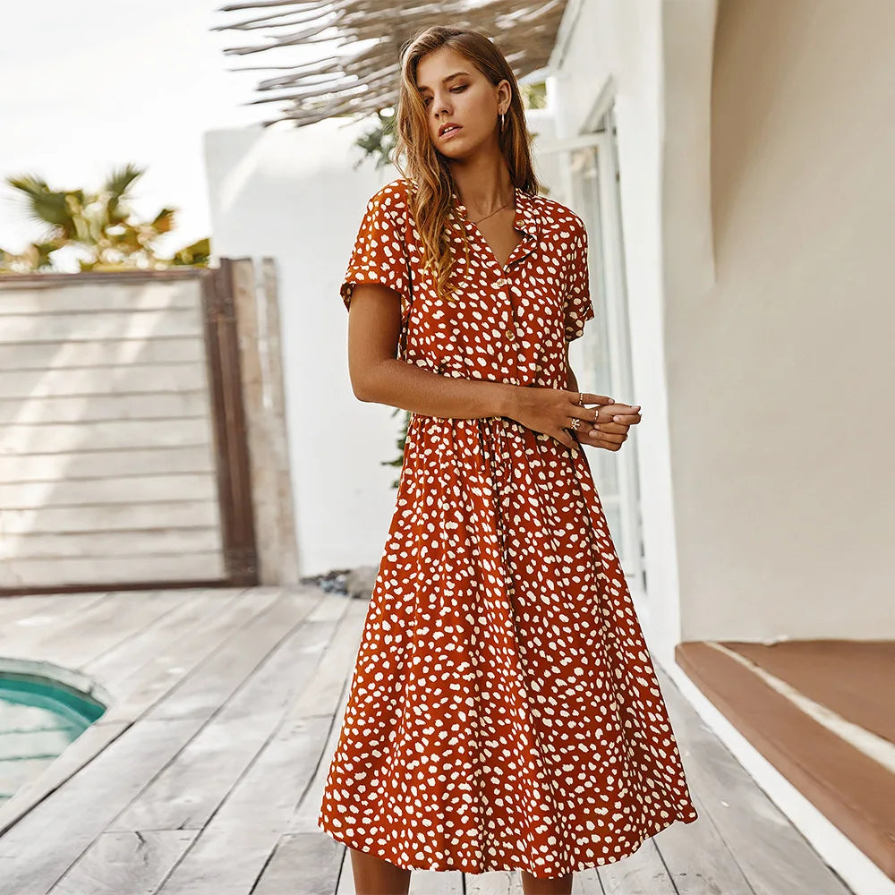 Kvinners Boho Kjole med Blomstertrykk 9