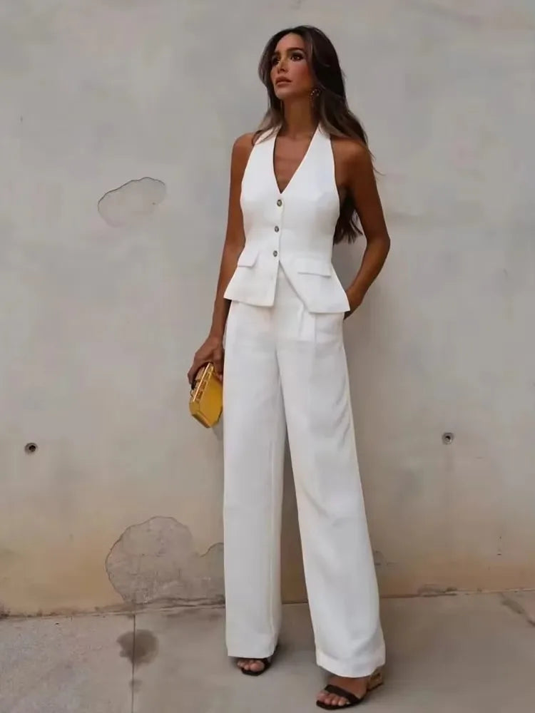 Kvinners Buksedrakt med Halter og Blazer 1