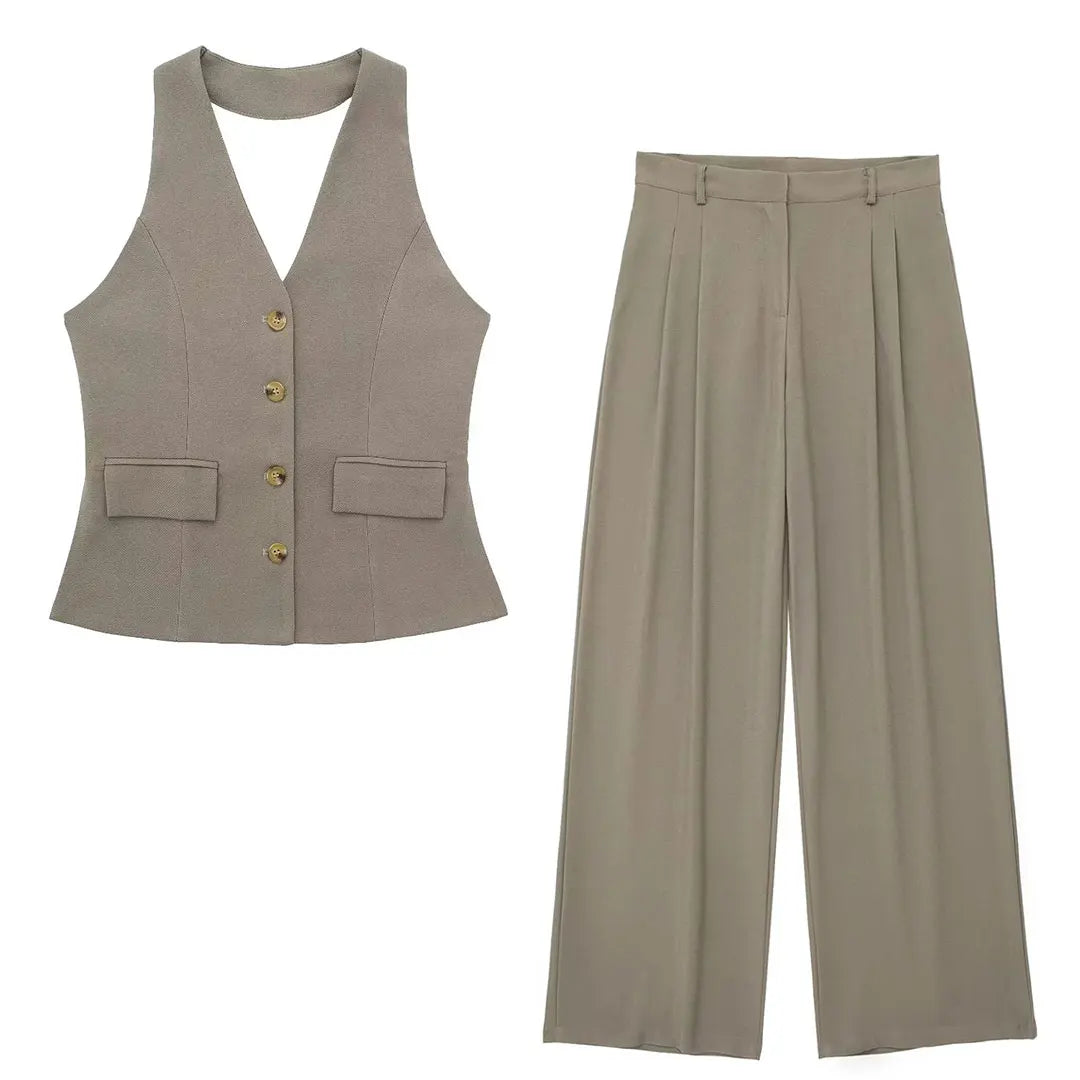 Kvinners Buksedrakt med Halter og Blazer 8