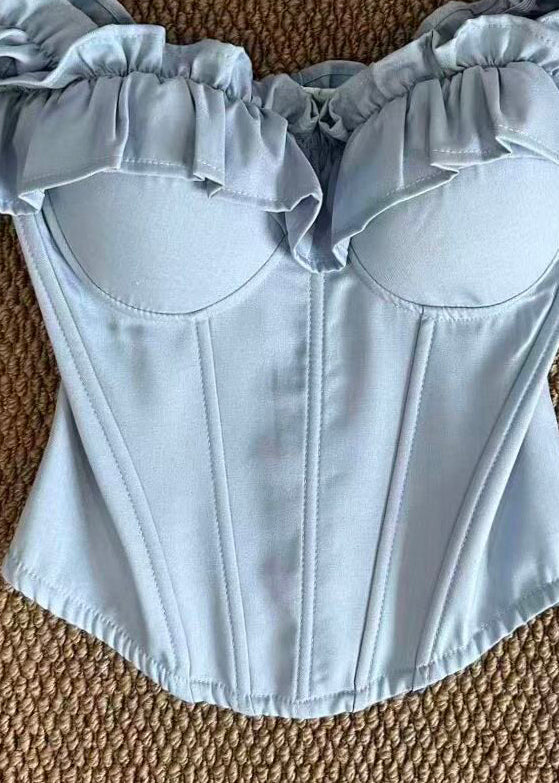 Kvinners Bustier Topp med Rysjer og Mønster 2