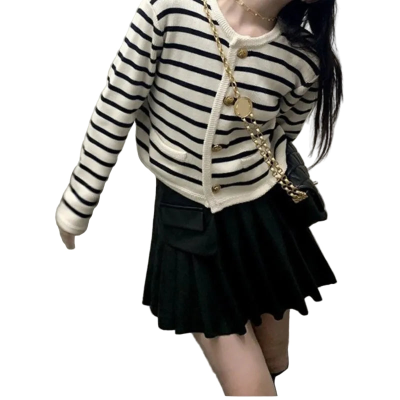 Kvinners Cardigan O-hals Langermet Strikket 3