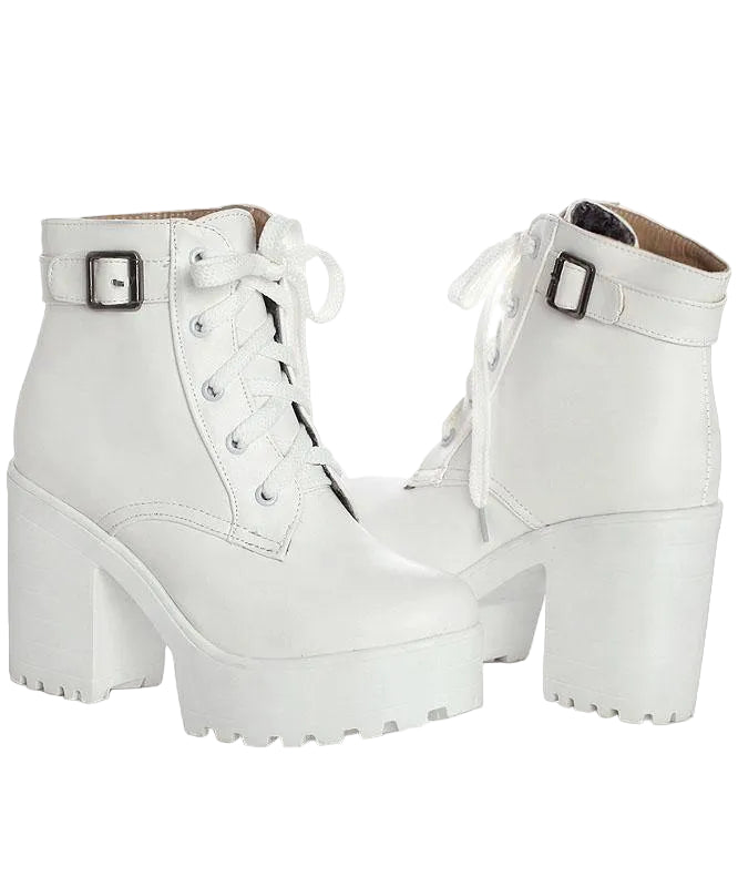 Kvinners Chunky Boots med Kryssrem 2