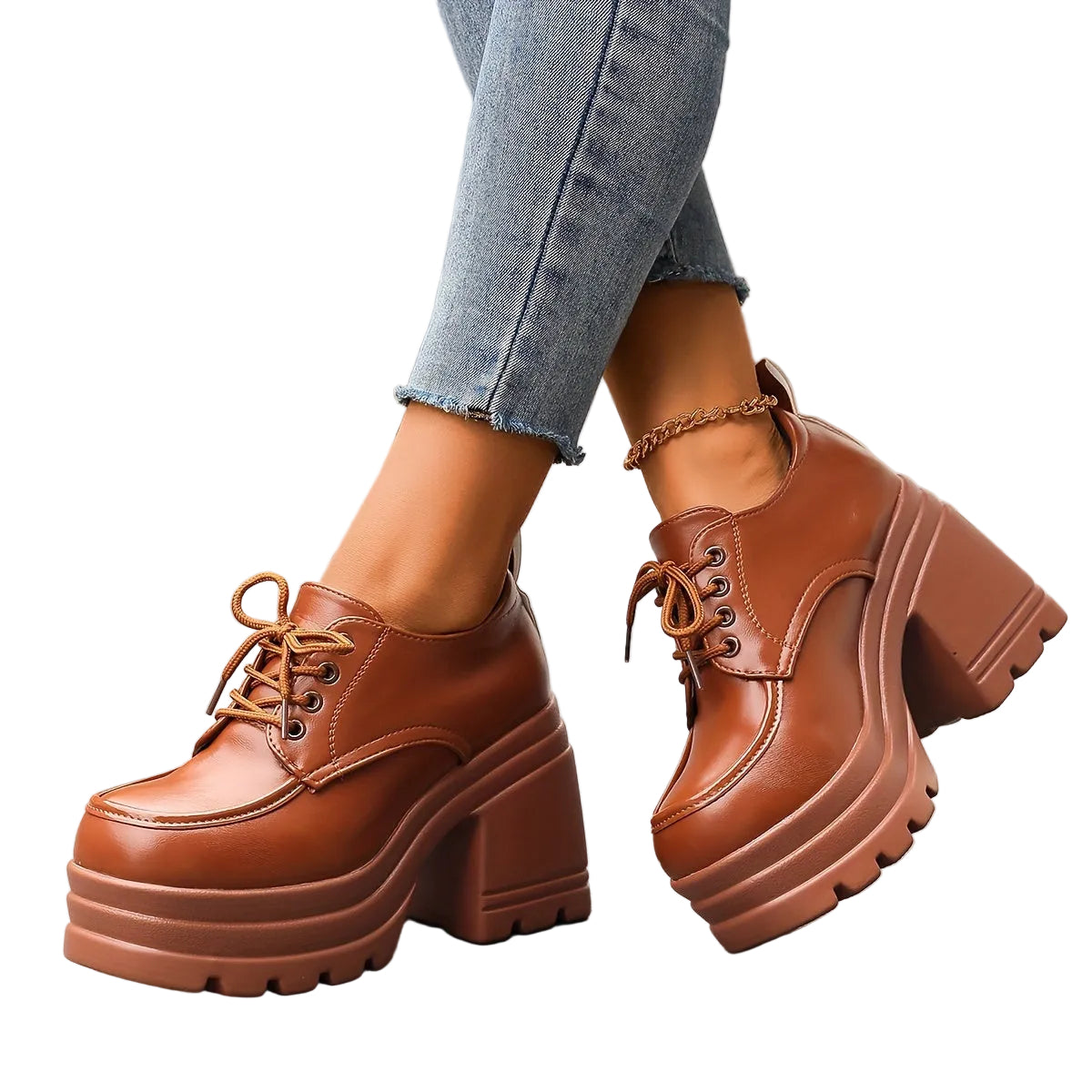 Kvinners Chunky Plattform Oxfords 0