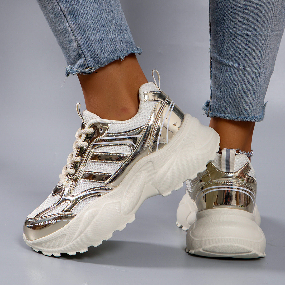 Kvinners Chunky Sneakers Sporty Stil 1