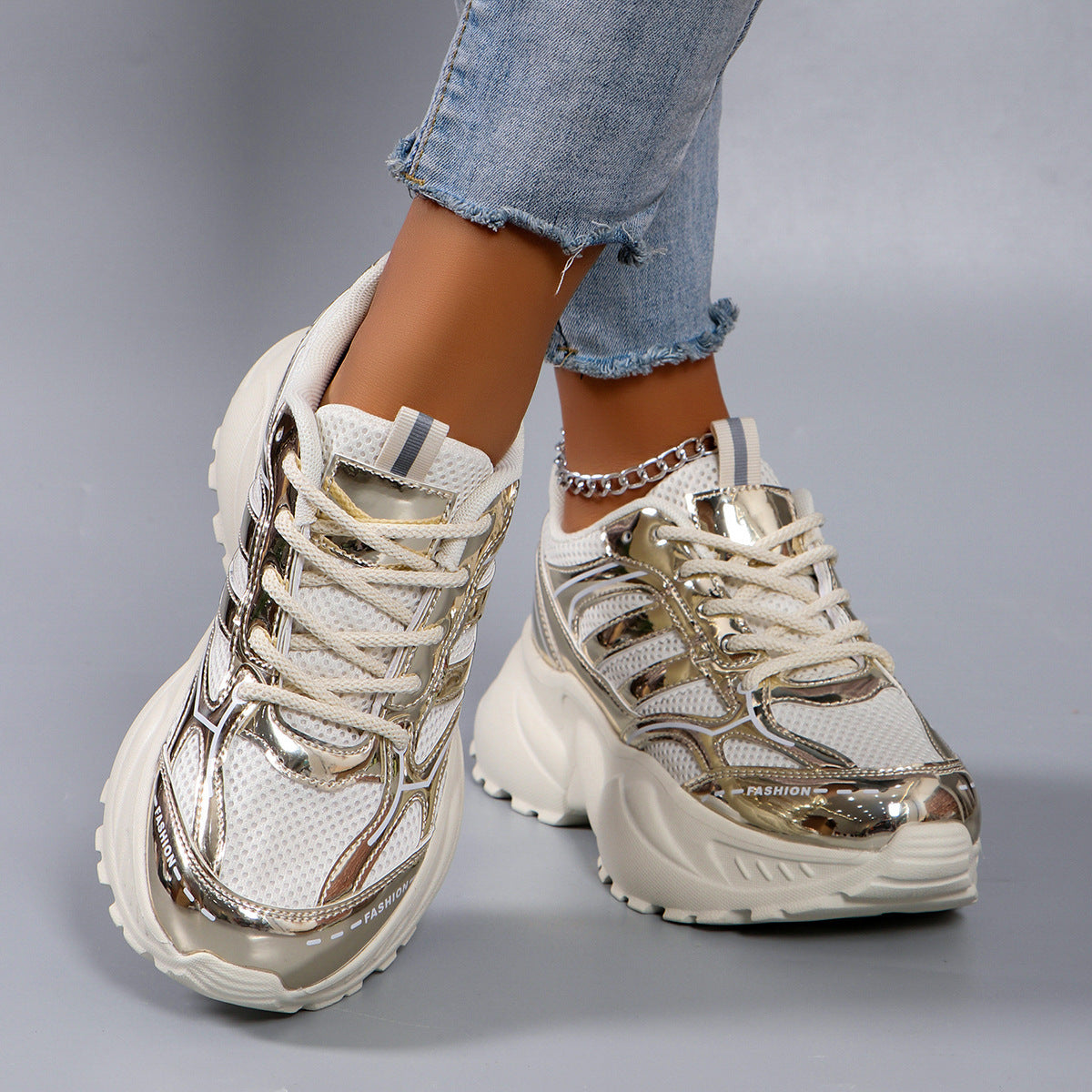 Kvinners Chunky Sneakers Sporty Stil 3