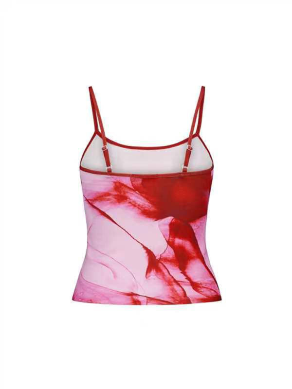 Kvinners Crop Top Blomstertrykk Ryggløs Spaghetti Stropp 2