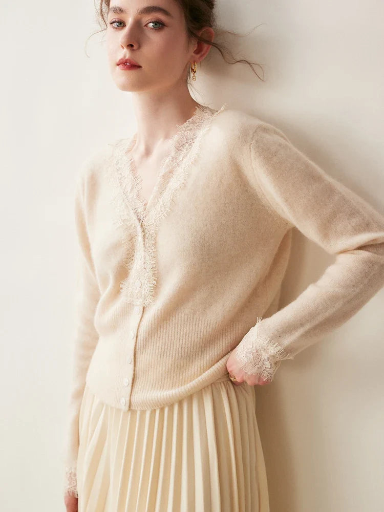Kvinners Fitted Cardigan med Blonde 10