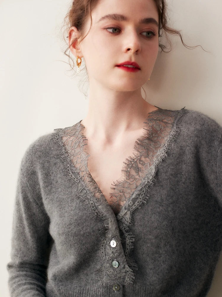 Kvinners Fitted Cardigan med Blonde 2