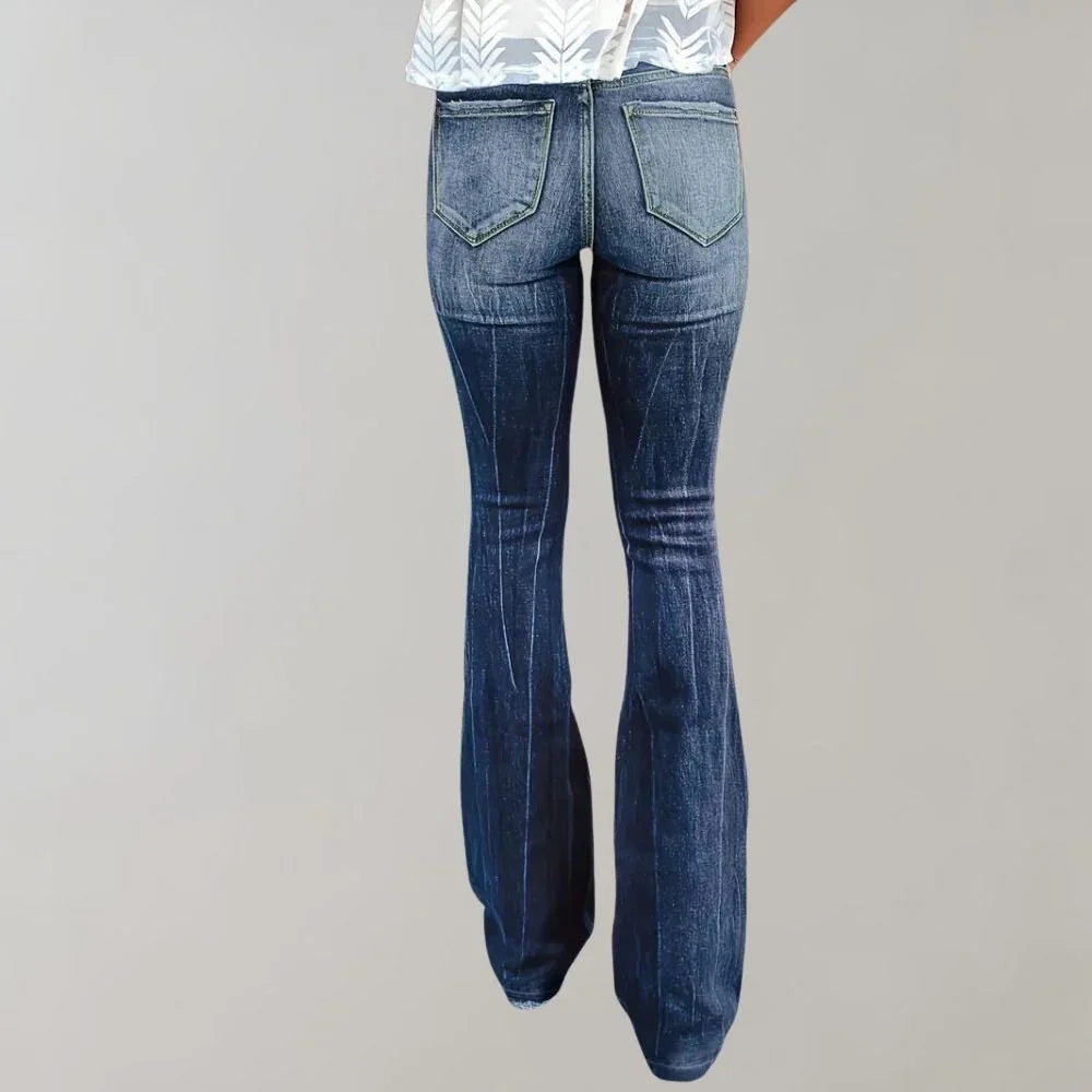 Kvinners Flarede Jeans med Ripped Detaljer 2