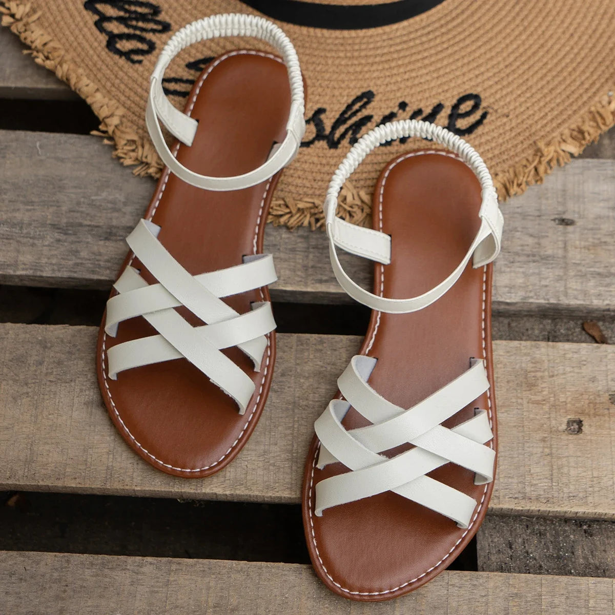 Kvinners Flate Sandaler med Stropp 2