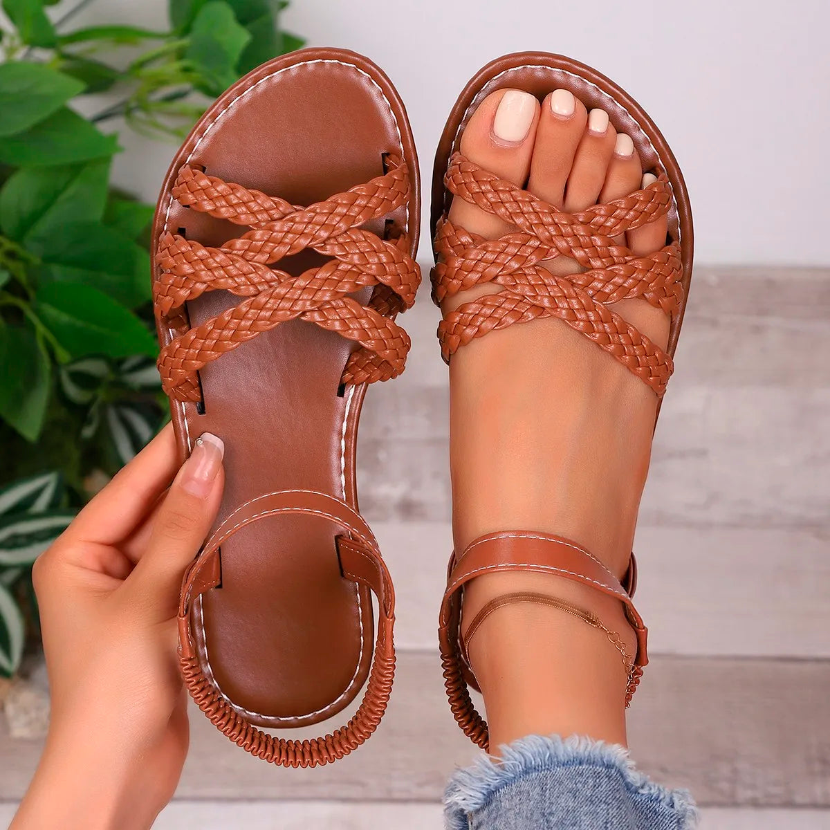 Kvinners Flate Sandaler med Stropp 6