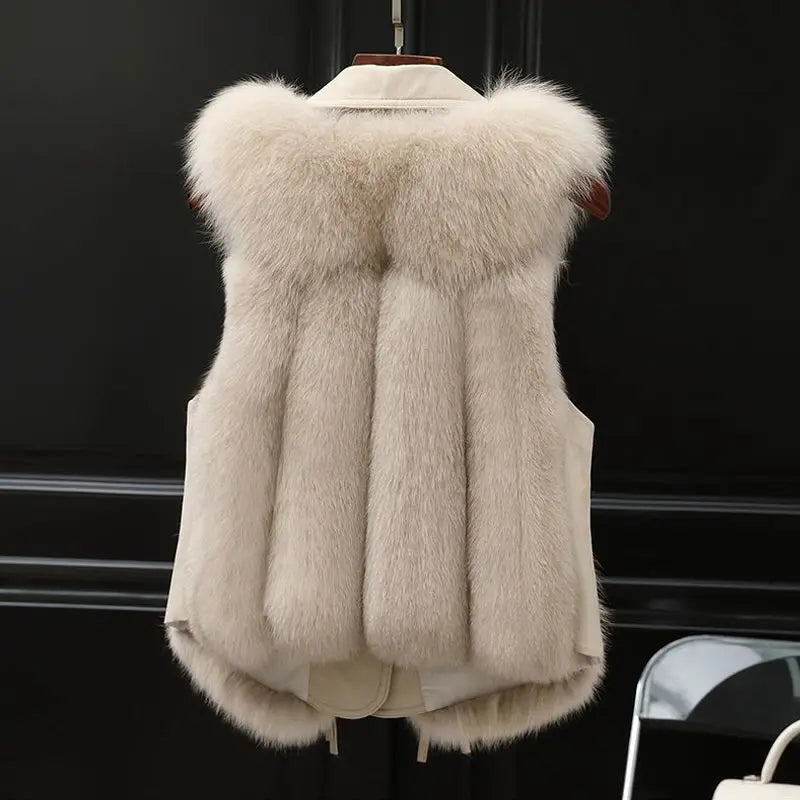 Kvinners Gilet med Krage og Pelskant 2