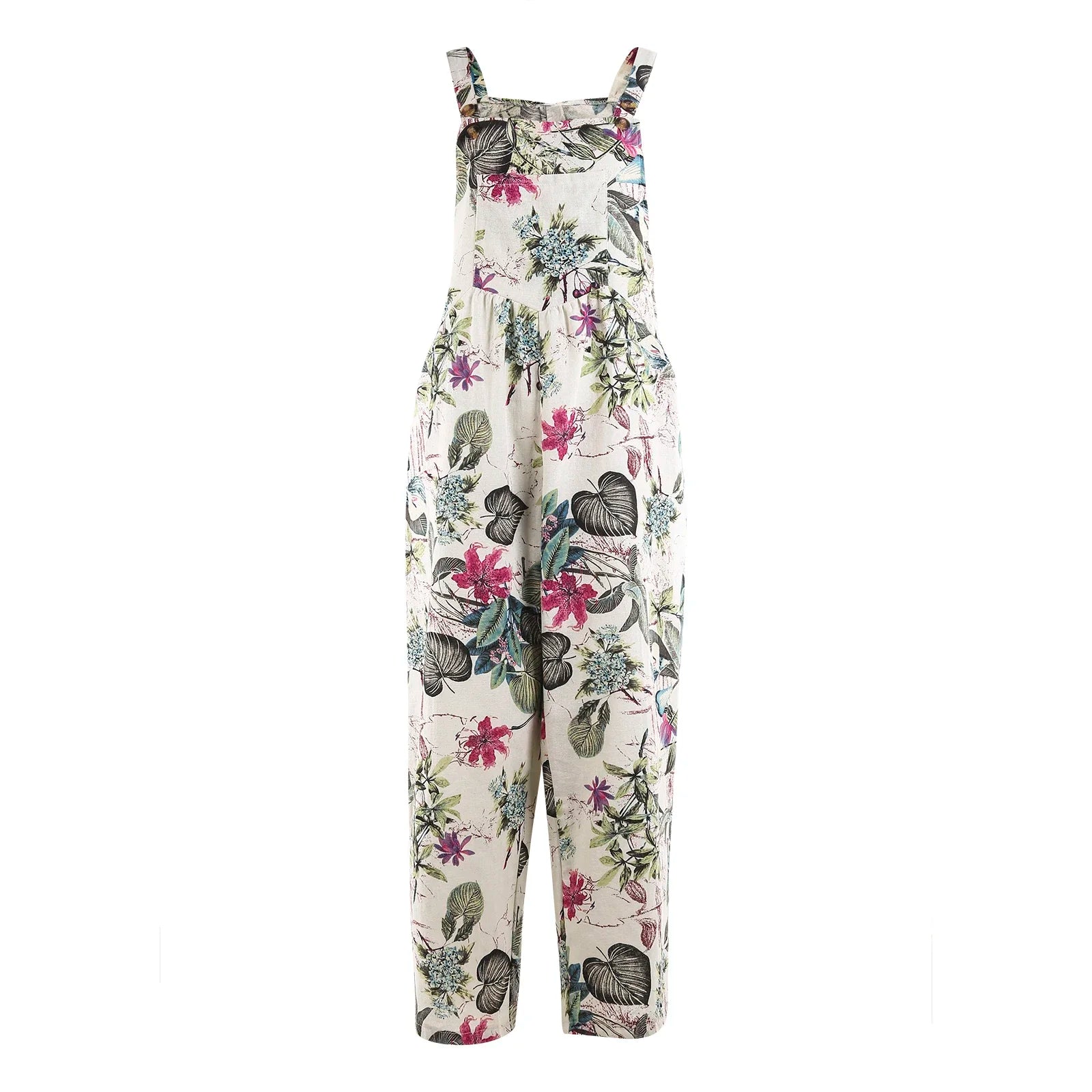 Kvinners Jumpsuit med Blomstertrykk og Firkantet Hals 1